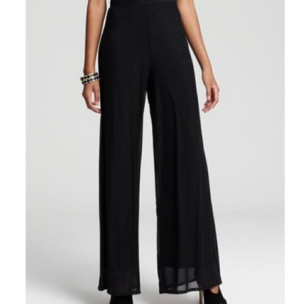 Tadashi Collection Women's Pants Black Chiffon Overlay Wide Leg High Rise M